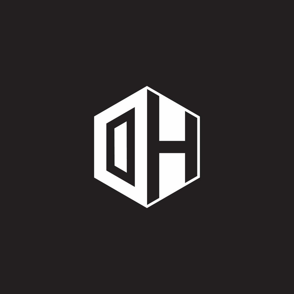 Oh logo monogram zeshoek met zwart achtergrond negatief ruimte stijl vector