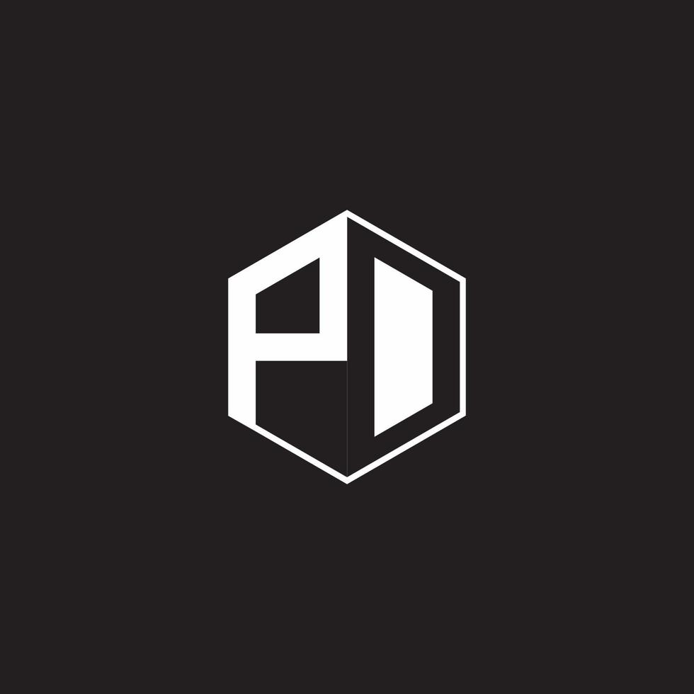 pd logo monogram zeshoek met zwart achtergrond negatief ruimte stijl vector