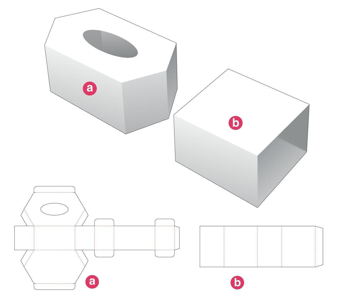 zeshoekige tissuedoos en omslag gestanst sjabloon vector