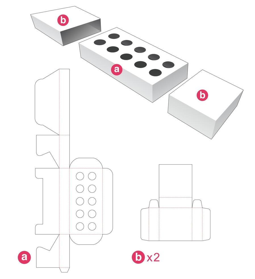 ronde inzet met 2 deksels gestanst sjabloon vector