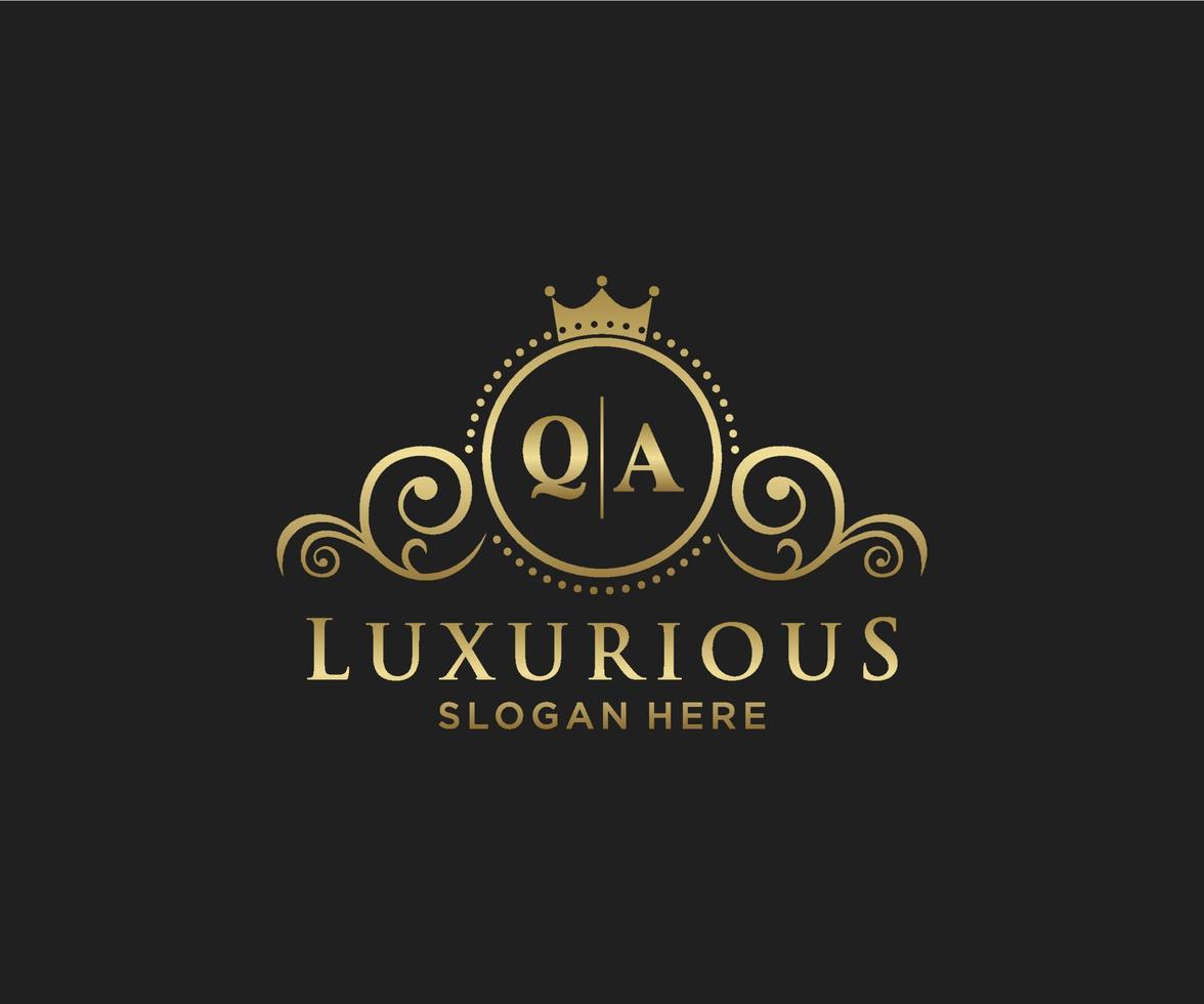 eerste qa brief Koninklijk luxe logo sjabloon in vector kunst voor restaurant, royalty, boetiek, cafe, hotel, heraldisch, sieraden, mode en andere vector illustratie.