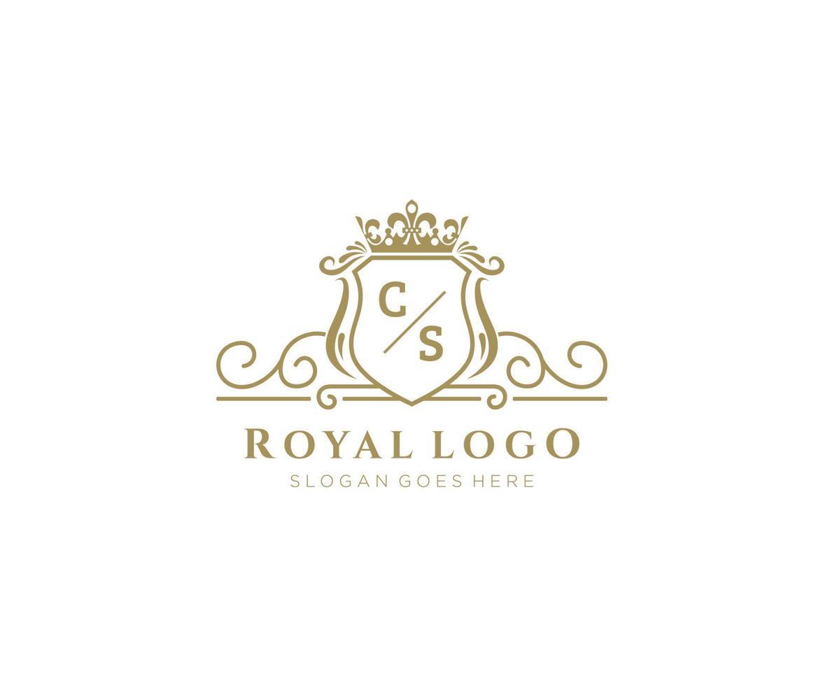 eerste cs brief luxueus merk logo sjabloon, voor restaurant, royalty, boetiek, cafe, hotel, heraldisch, sieraden, mode en andere vector illustratie.