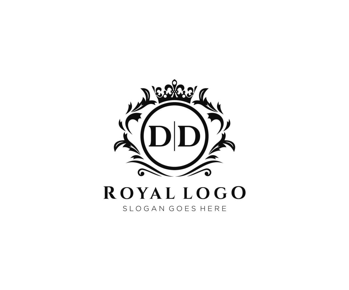 eerste dd brief luxueus merk logo sjabloon, voor restaurant, royalty, boetiek, cafe, hotel, heraldisch, sieraden, mode en andere vector illustratie.