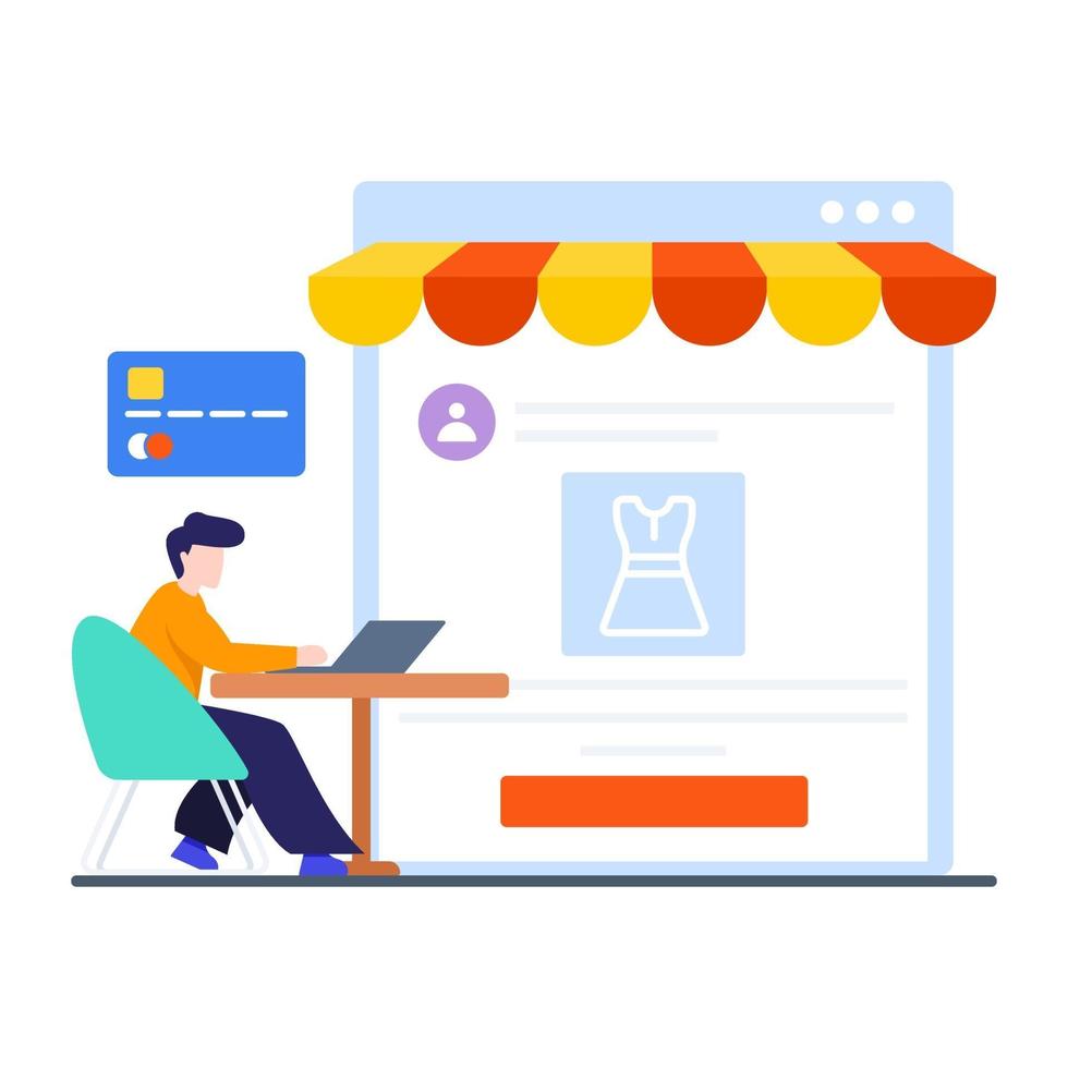 online winkelen of e-commerce concept vector