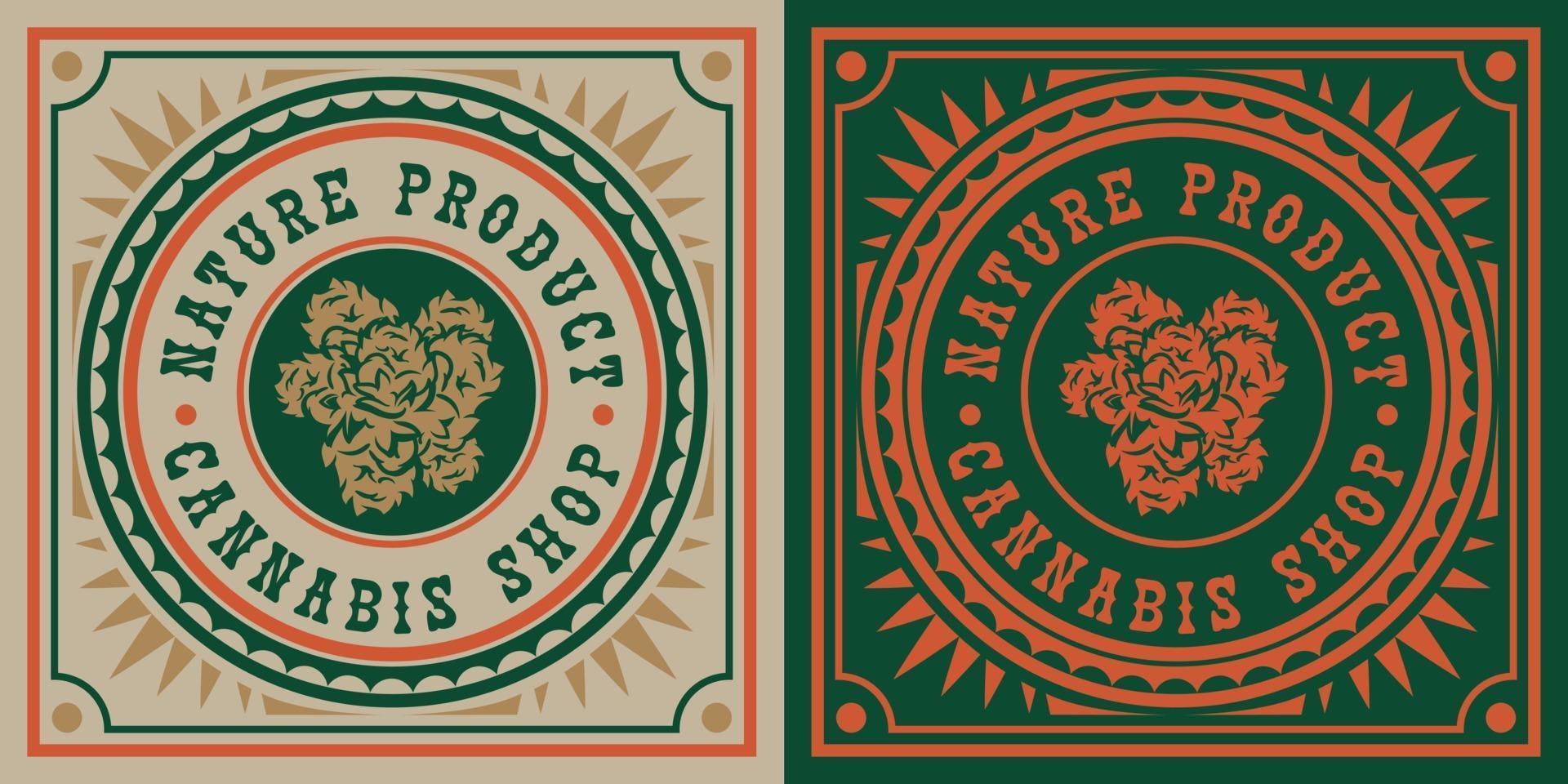 vintage badge van cannabisblad vector