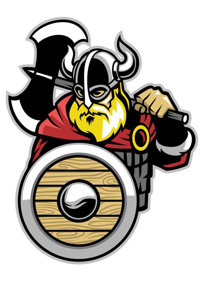 viking mascotte krijger sport en esport logo stijl vector