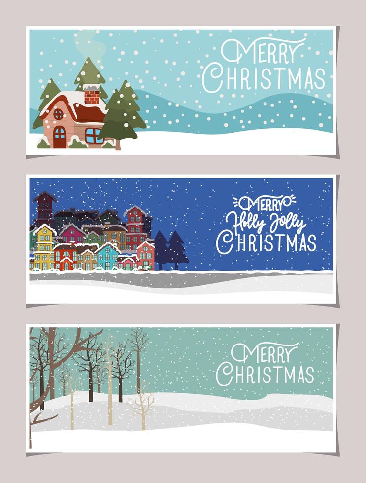 vrolijke kerst banner set vector