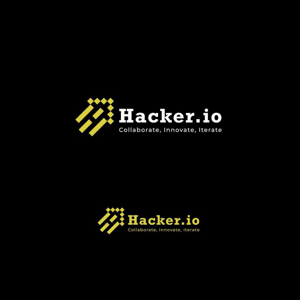 hacker logo met pixel stijl, pixel logo modern tech vector