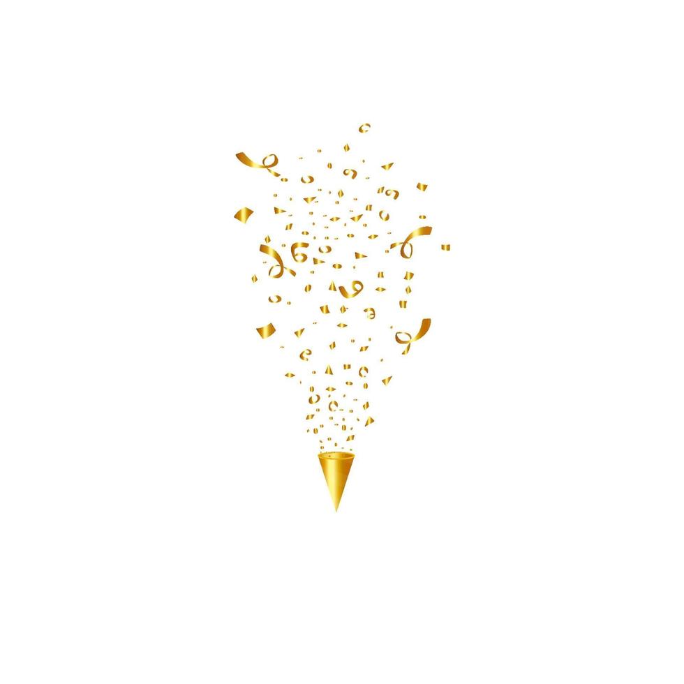 party popper geïsoleerd. gouden confetti. vector illustratie. gelukkige verjaardag concept