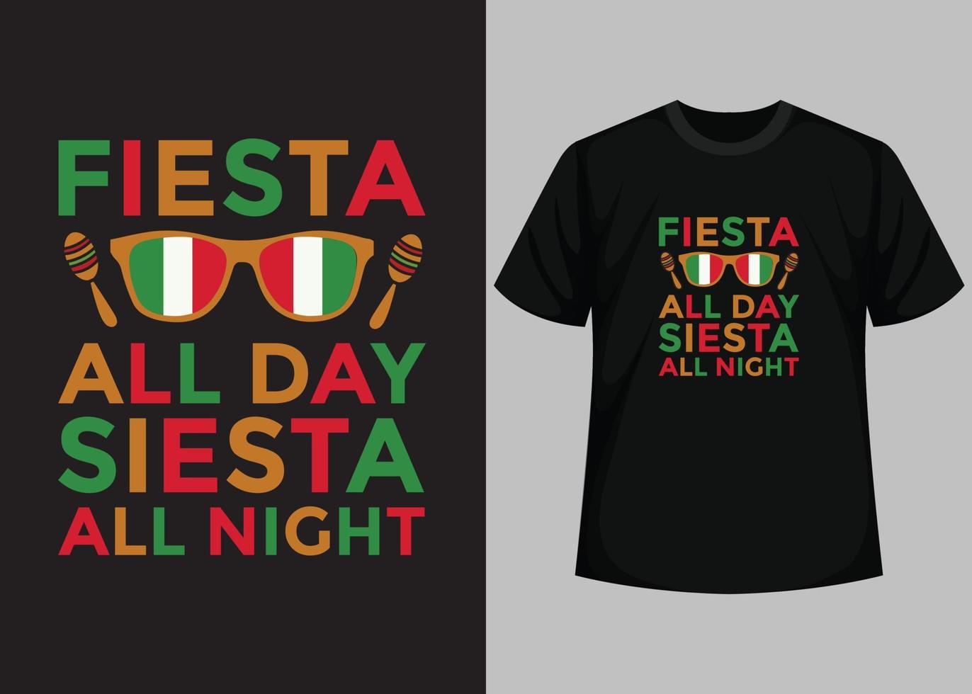 feest allemaal dag siësta allemaal nacht typografie t overhemd ontwerp vector