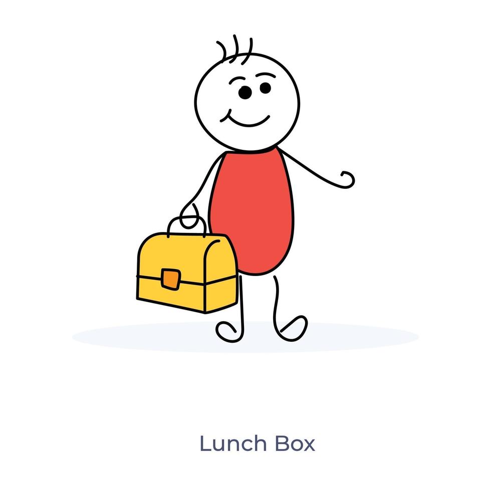 cartoon jongen met lunchbox vector