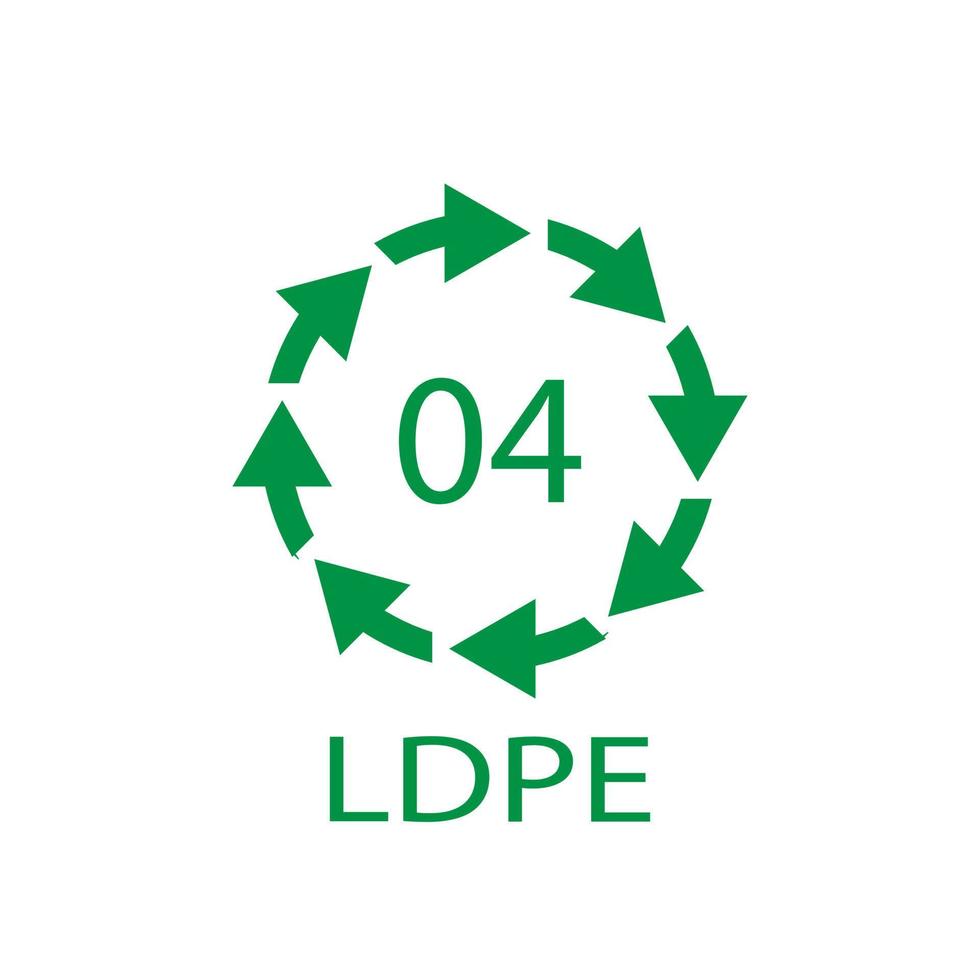 ldpe 04 recyclingcode symbool. plastic recycling vector lage dichtheid polyethyleen teken.
