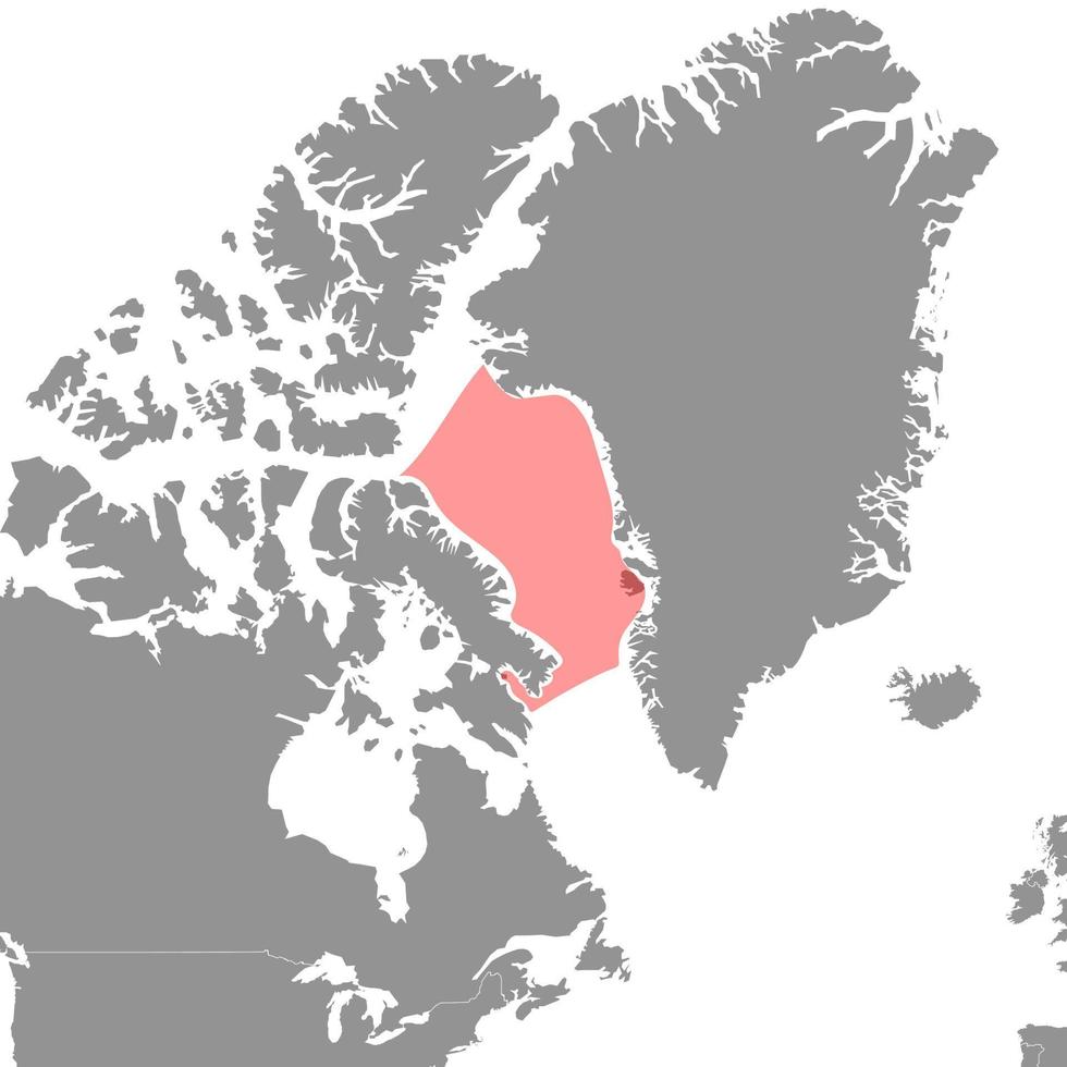 baffin zee Aan de wereld kaart. vector illustratie.