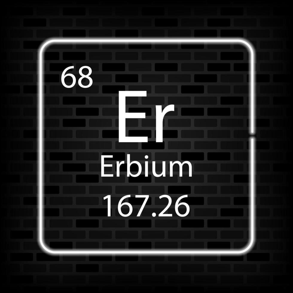 erbium neon symbool. chemisch element van de periodiek tafel. vector illustratie.