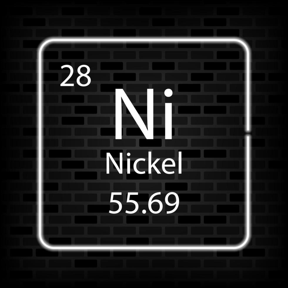 nikkel neon symbool. chemisch element van de periodiek tafel. vector illustratie.