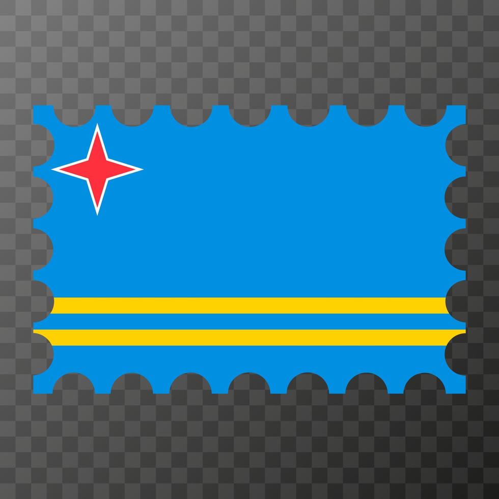 port postzegel met aruba vlag. vector illustratie.