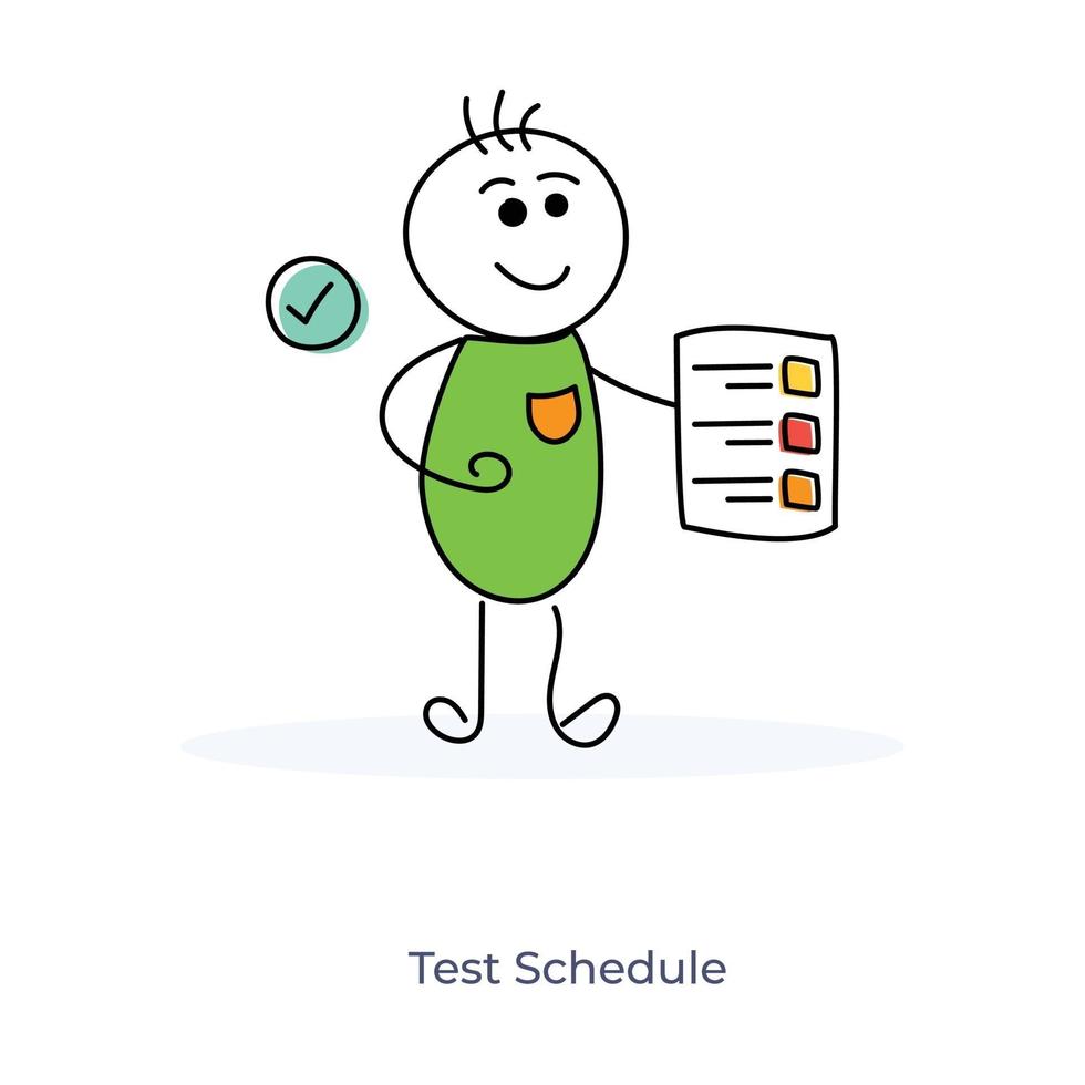 cartoon student met testschema vector