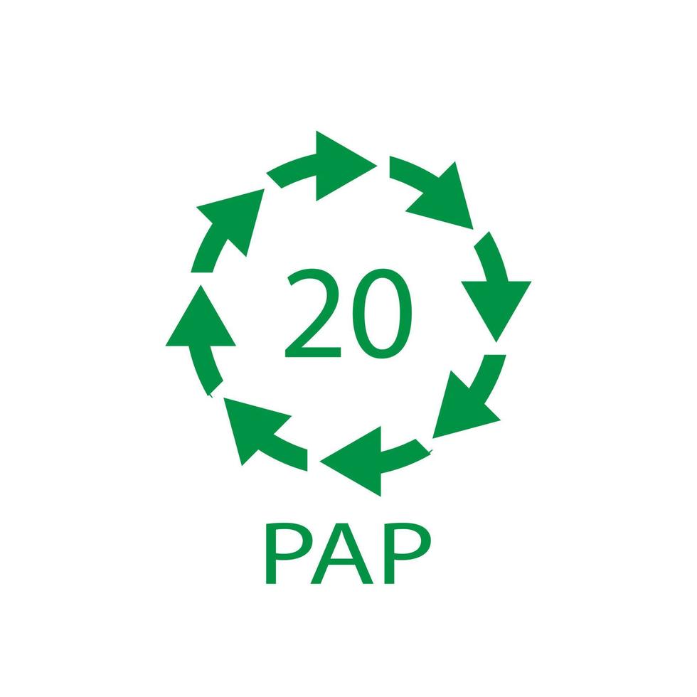 papier recycling symbool pap 20. vectorillustratie vector