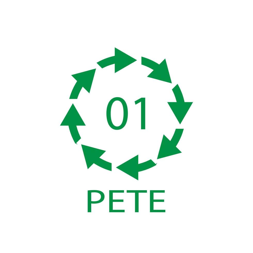 pete 01 recycling code symbool. plastic recycling vector polyethyleen teken.