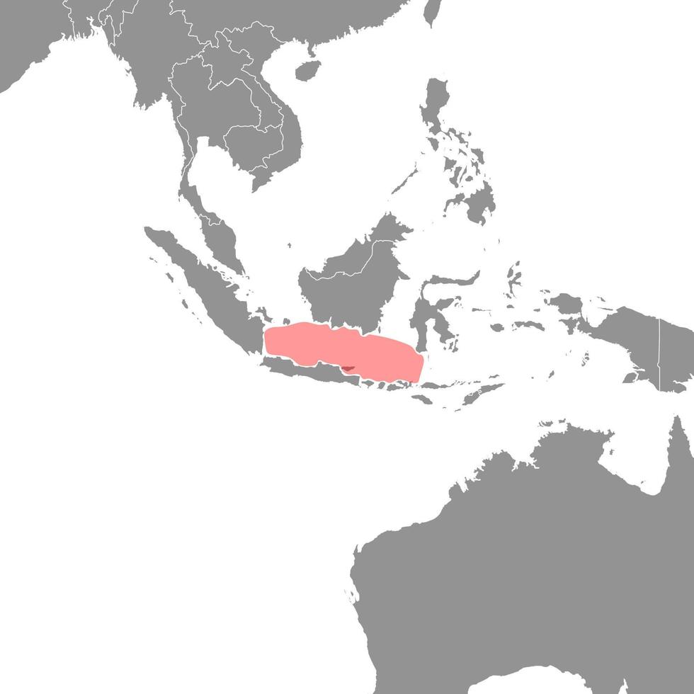 Java zee Aan de wereld kaart. vector illustratie.