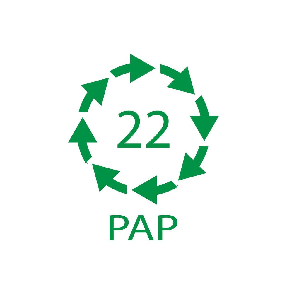 papier recycling symbool pap 22. vectorillustratie. vector