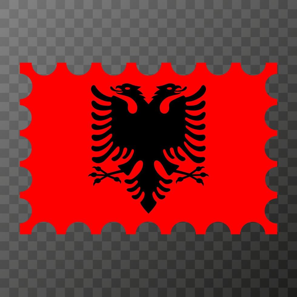 port postzegel met Albanië vlag. vector illustratie.