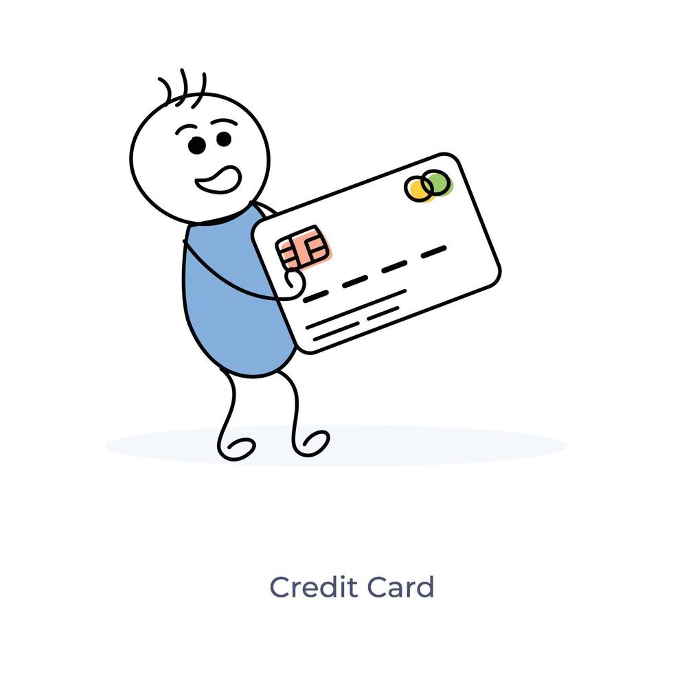 stripfiguur met creditcard vector