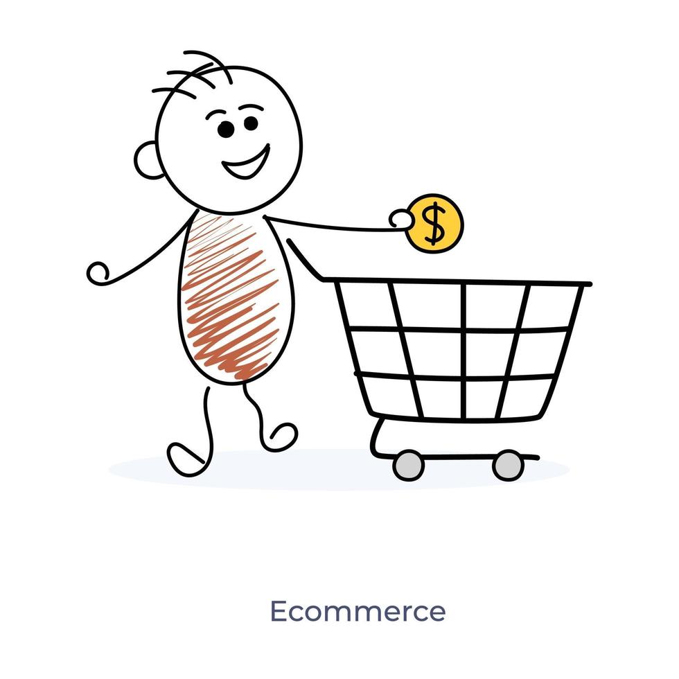 stripfiguur en e-commerce vector