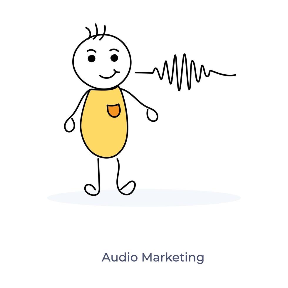 stripfiguur en audiomarketing vector