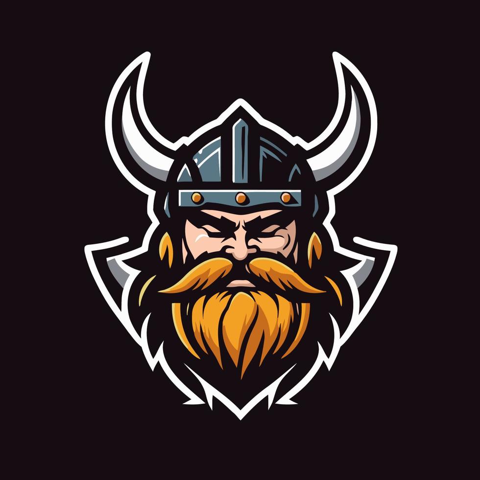 viking krijger hoofd met toeter en helm. vector illustratie geïsoleerd Aan zwart achtergrond.