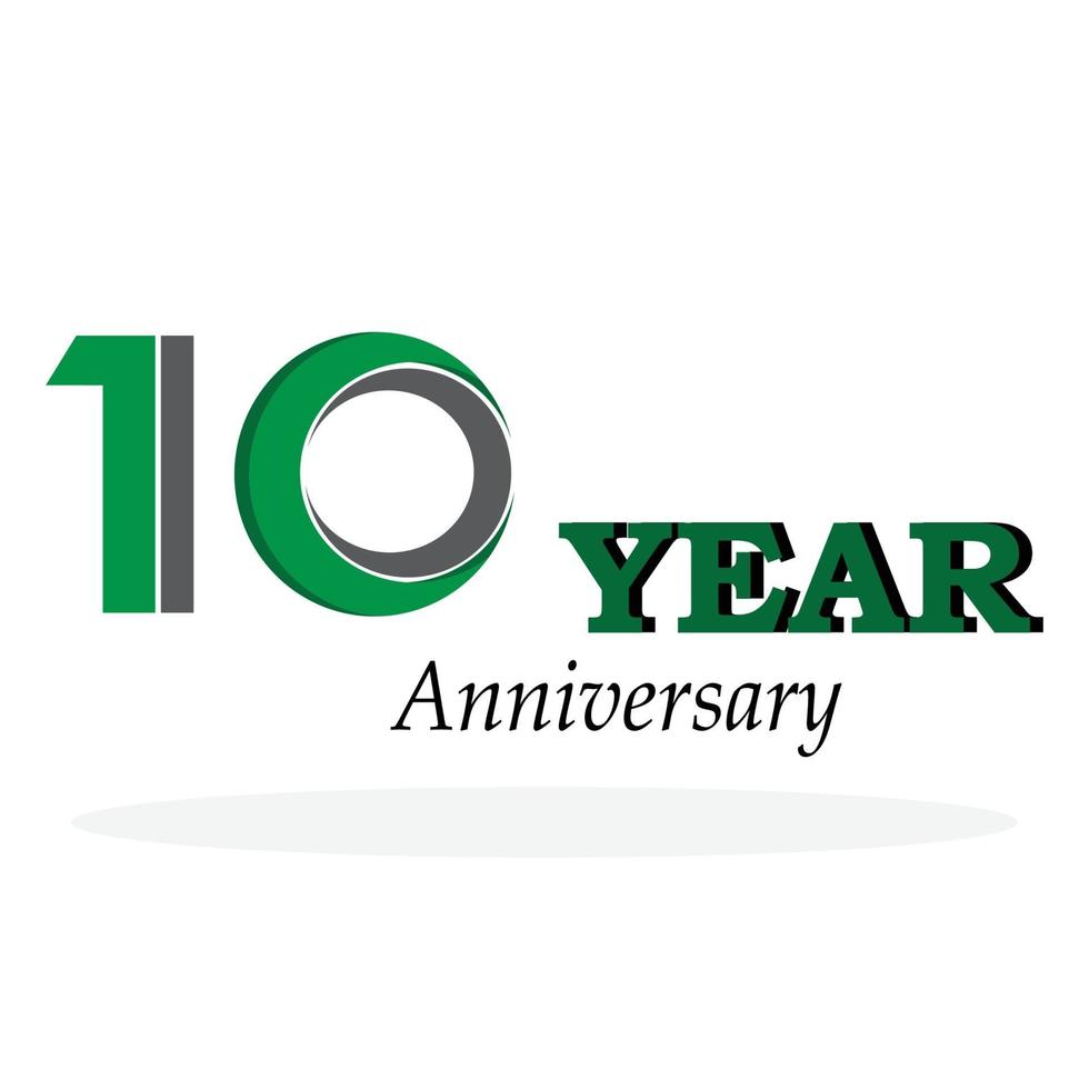 10 jaar verjaardag viering groene kleur vector sjabloon ontwerp illustratie