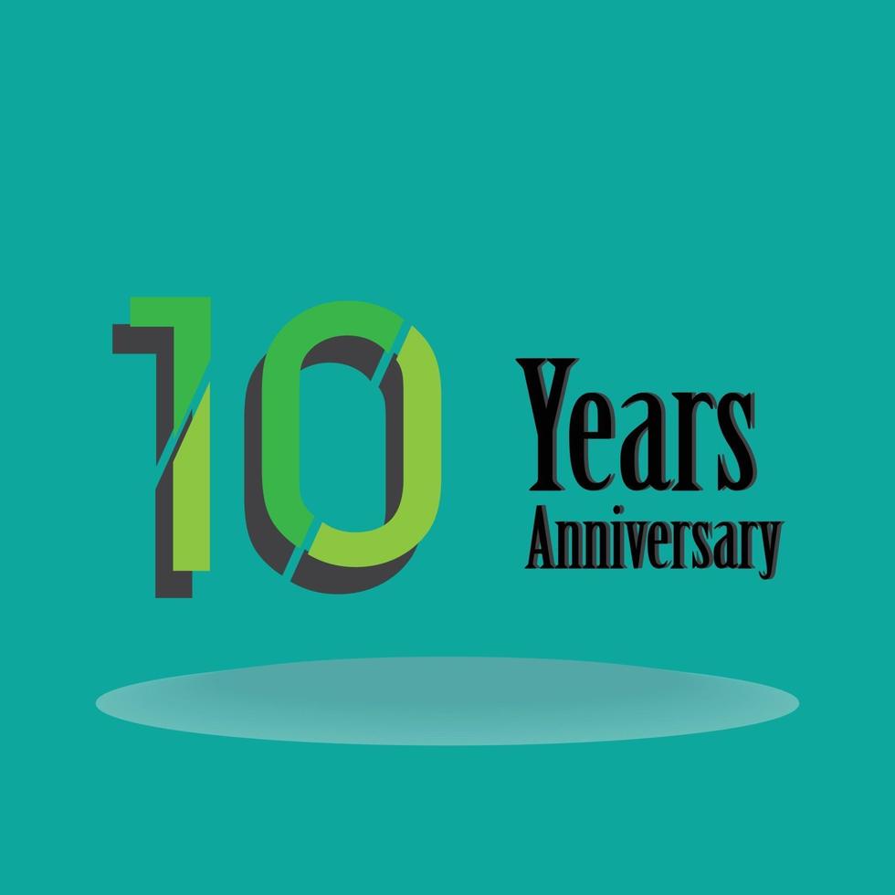 10 jaar verjaardag viering groene kleur vector sjabloon ontwerp illustratie