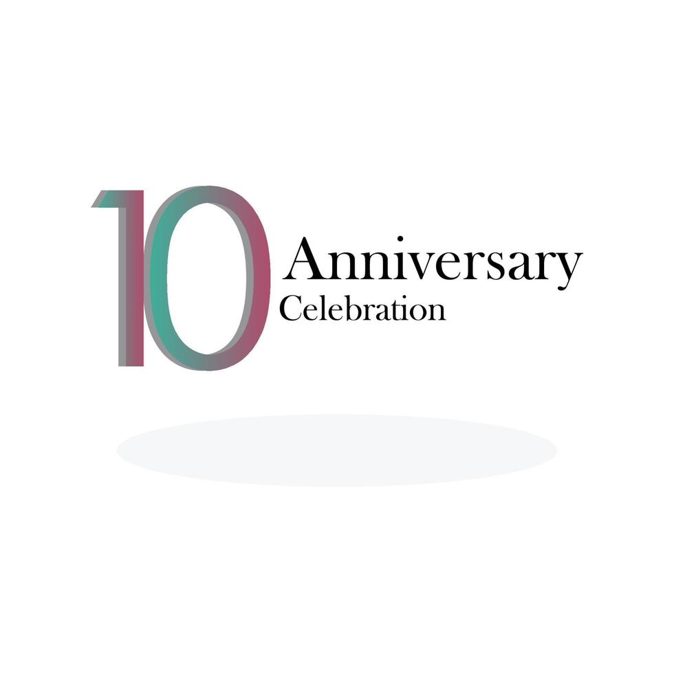10 jaar verjaardag viering regenboog kleur vector sjabloon ontwerp illustratie