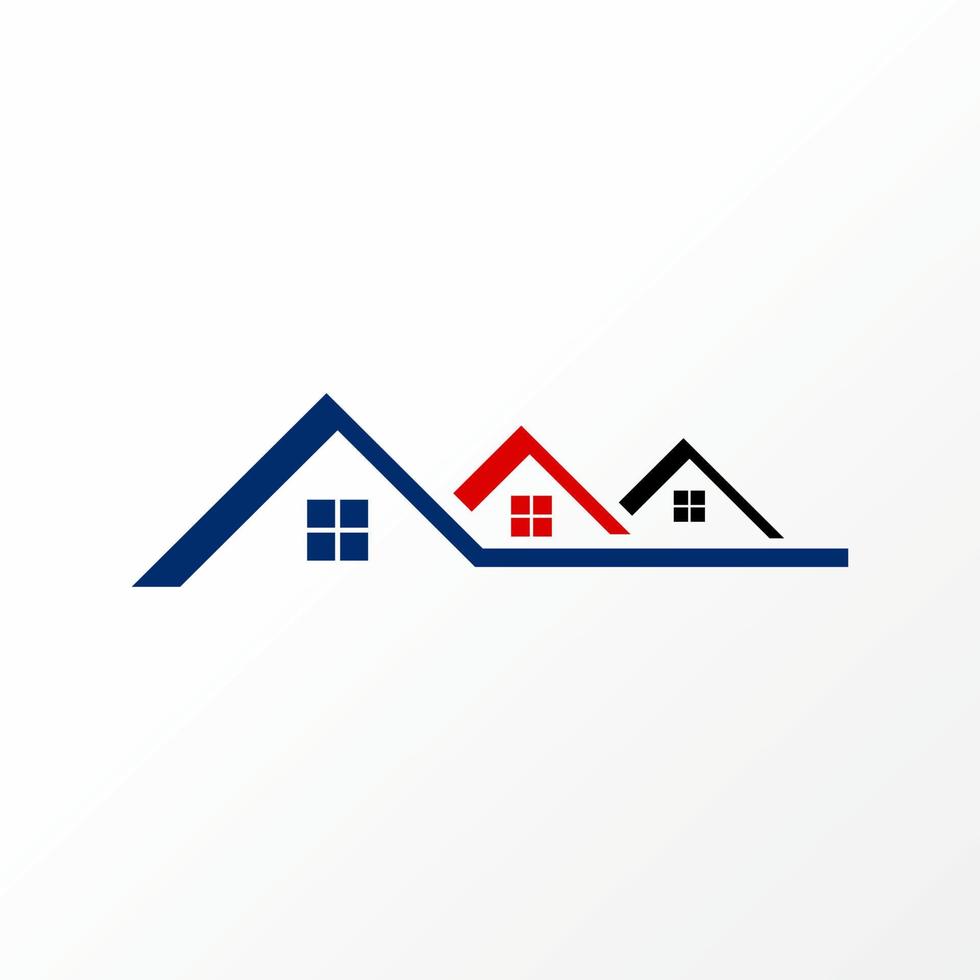 gemakkelijk en heel uniek drie verdrievoudigen dak huis voorkant naar terug met ramen beeld grafisch icoon logo ontwerp abstract concept vector voorraad. kan worden gebruikt net zo een symbool verwant naar eigendom of huis