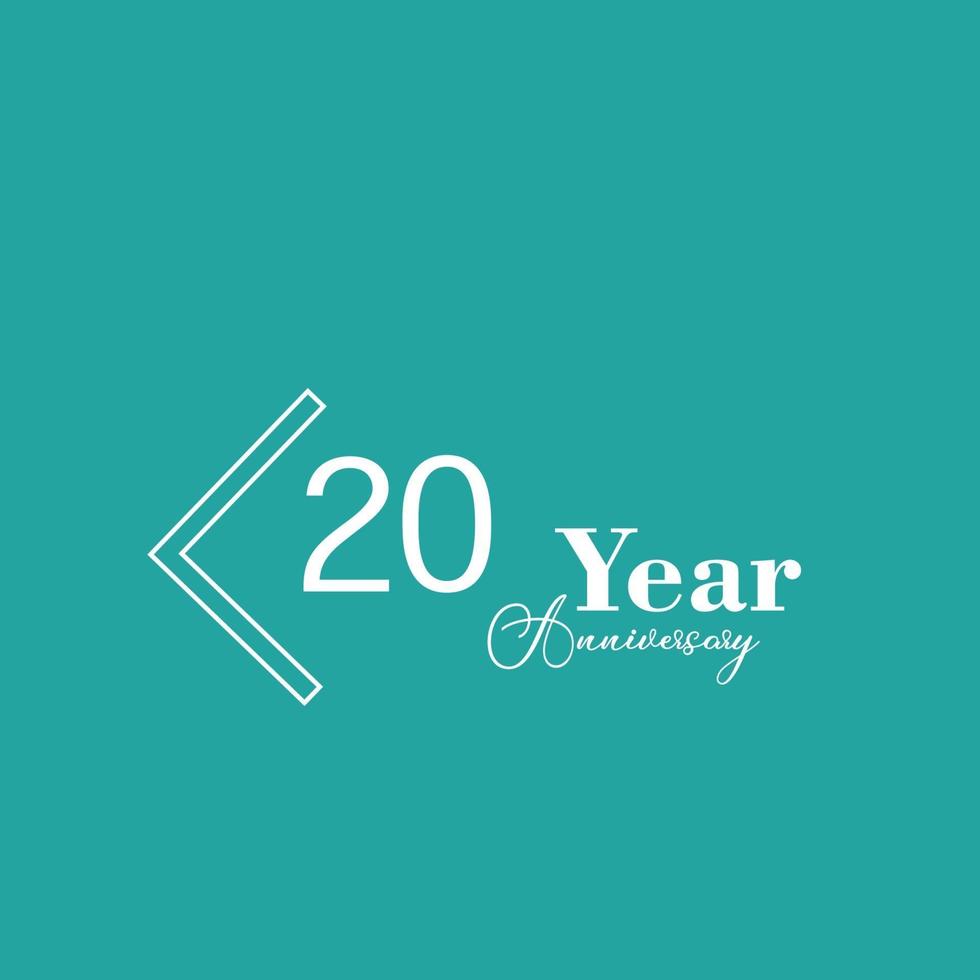 20 jaar verjaardag viering blauwe kleur vector sjabloon ontwerp illustratie