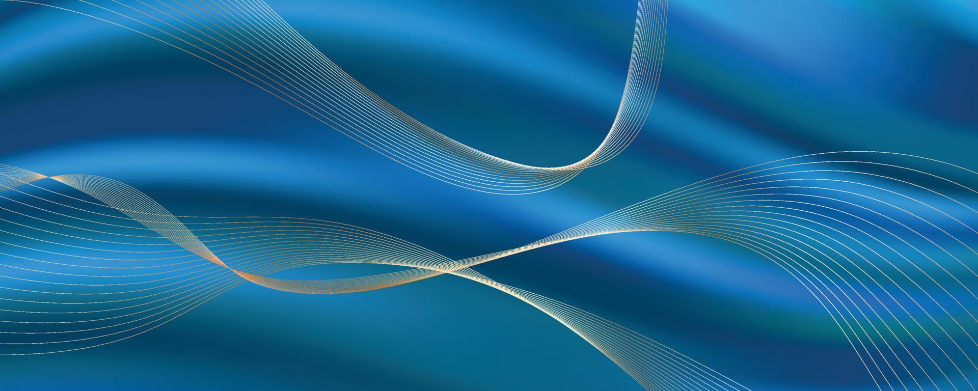 abstract 3d blauw achtergrond met gouden lijnen vector