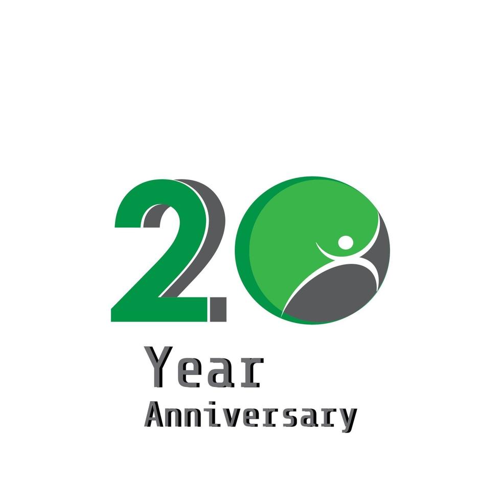 20 jaar verjaardag viering groene kleur vector sjabloon ontwerp illustratie