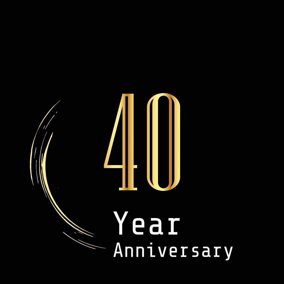40 jaar verjaardag viering goud zwarte achtergrond kleur vector sjabloon ontwerp illustratie