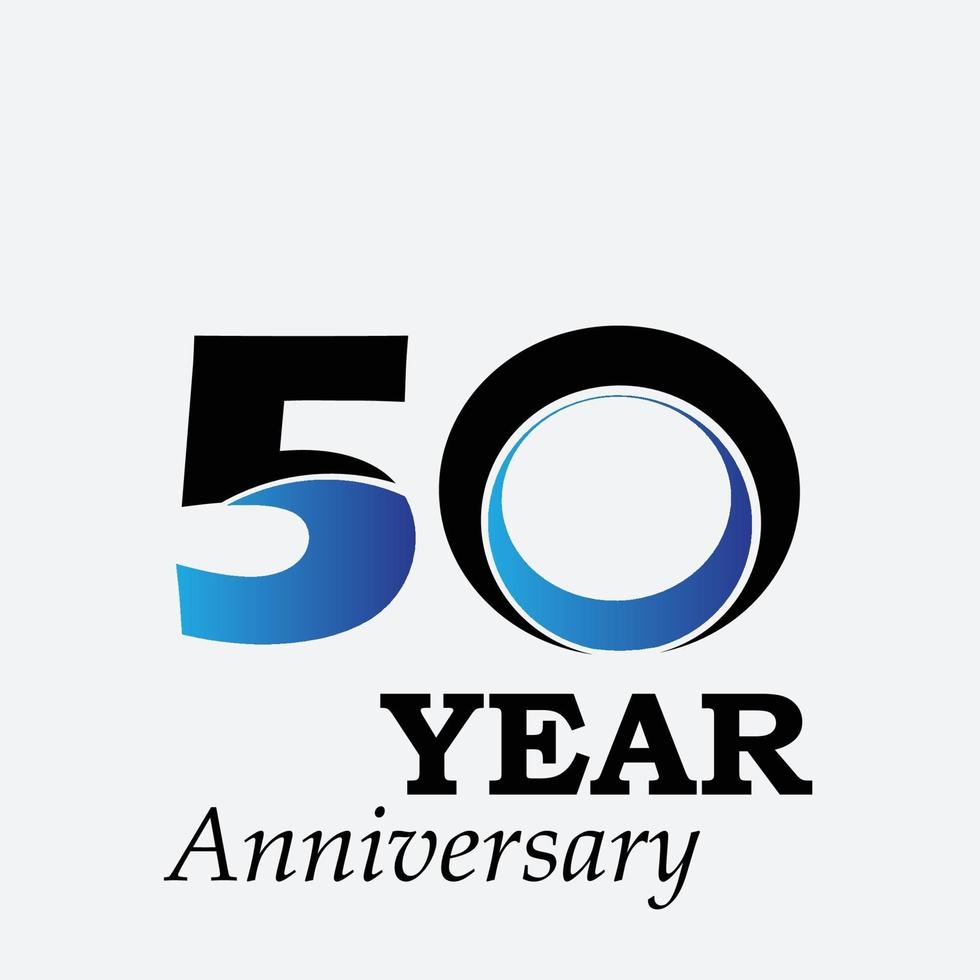 50 jaar verjaardag viering zwarte blauwe kleur vector sjabloon ontwerp illustratie