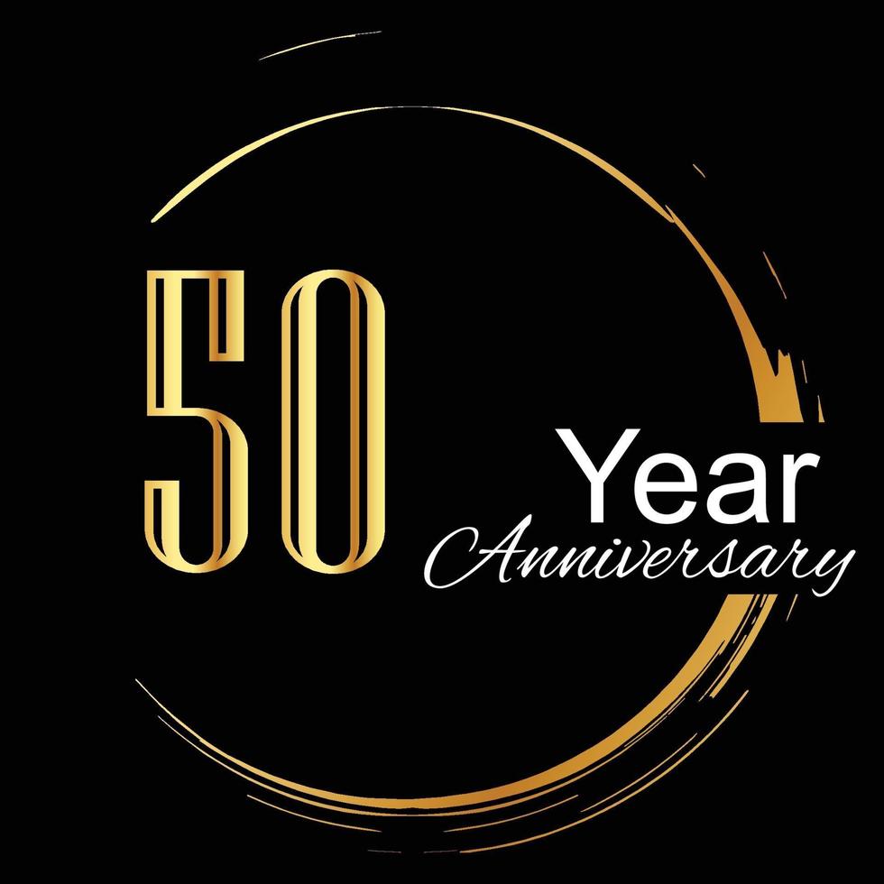 50 jaar verjaardag viering goud zwarte achtergrond kleur vector sjabloon ontwerp illustratie