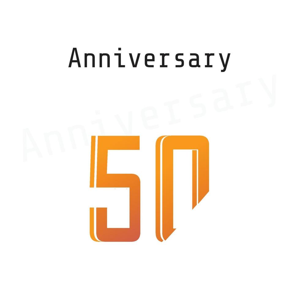 50 jaar verjaardag viering oranje kleur vector sjabloon ontwerp illustratie