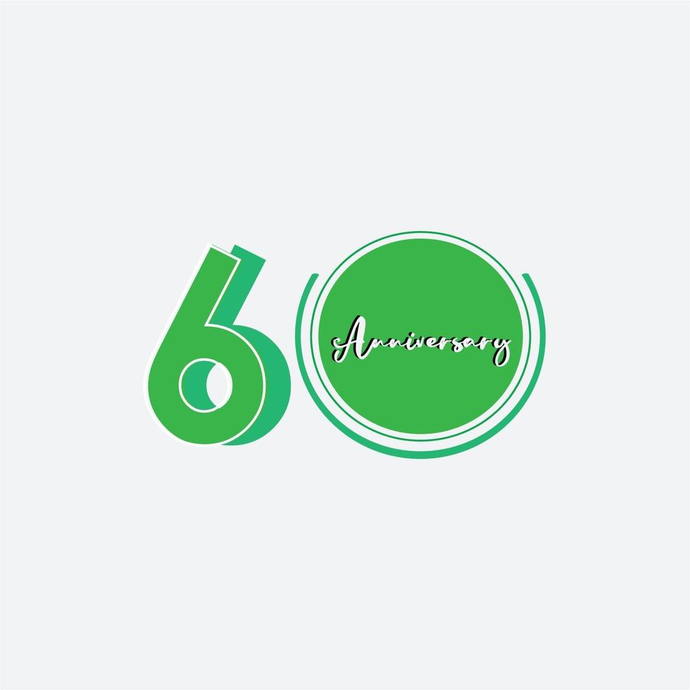 60 jaar verjaardag viering groene kleur vector sjabloon ontwerp illustratie