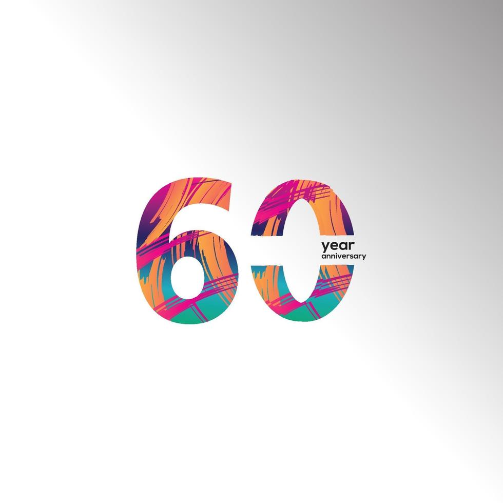60 jaar verjaardag viering regenboog kleur vector sjabloon ontwerp illustratie