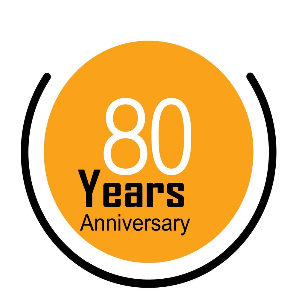 80 jaar verjaardag viering gele kleur vector sjabloon ontwerp illustratie