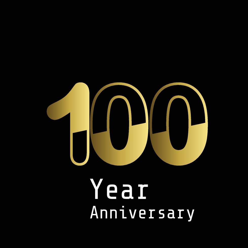 100 jaar verjaardag viering goud zwarte achtergrond kleur vector sjabloon ontwerp illustratie