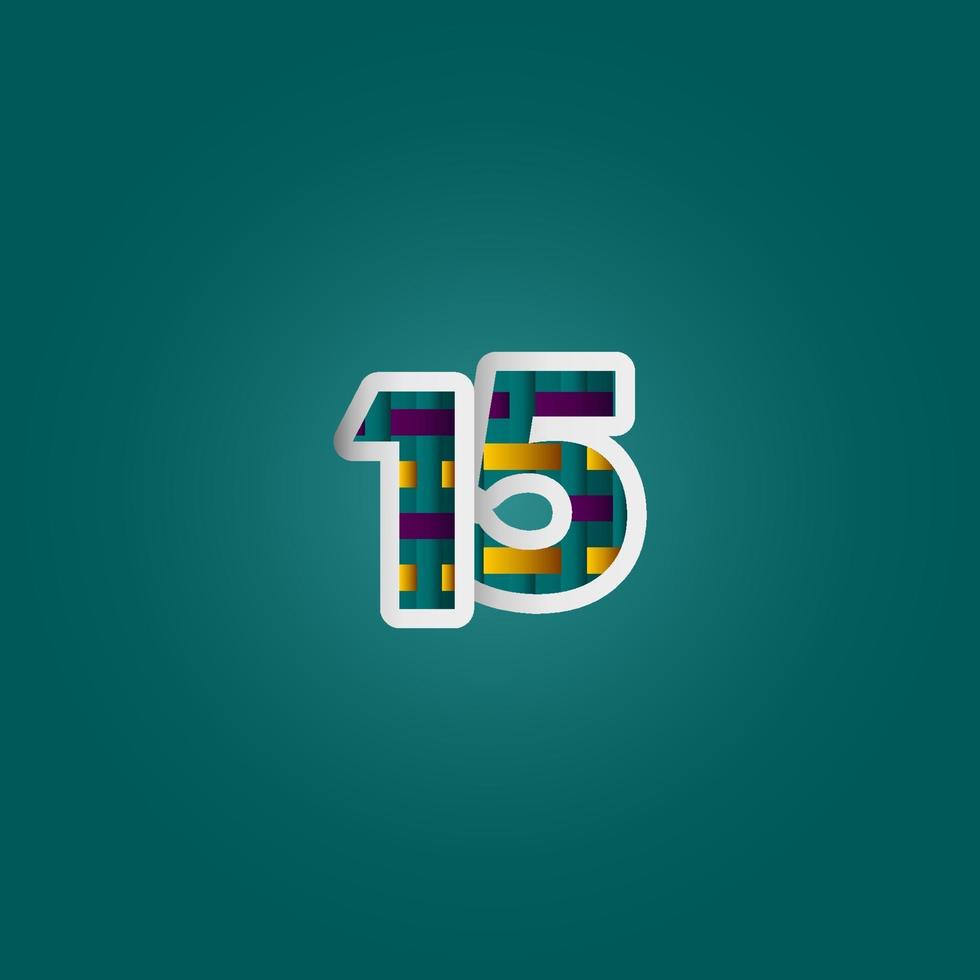 15 jaar verjaardag viering elegante kleur nummer vector sjabloon ontwerp illustratie