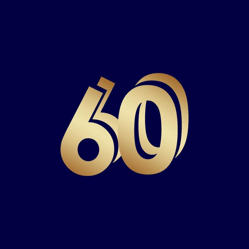 60 jaar verjaardag viering blauw goud vector sjabloon ontwerp illustratie