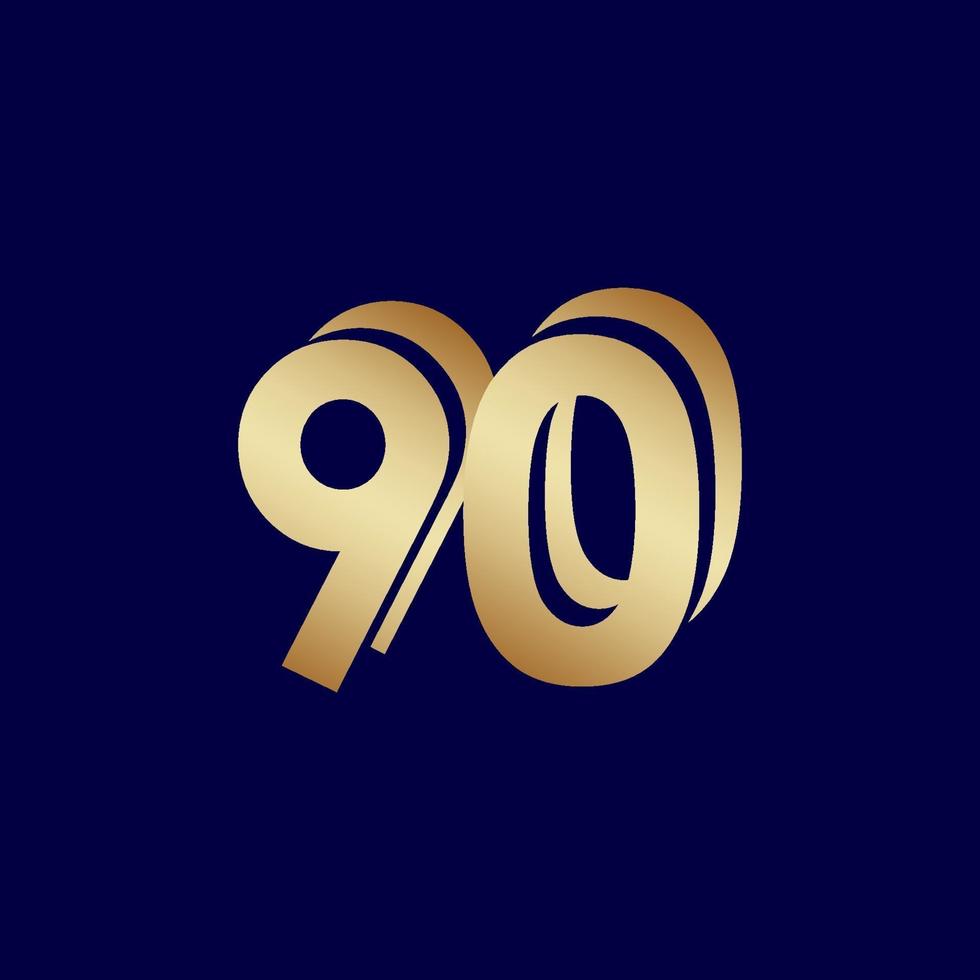 90 jaar verjaardag viering blauw goud vector sjabloon ontwerp illustratie
