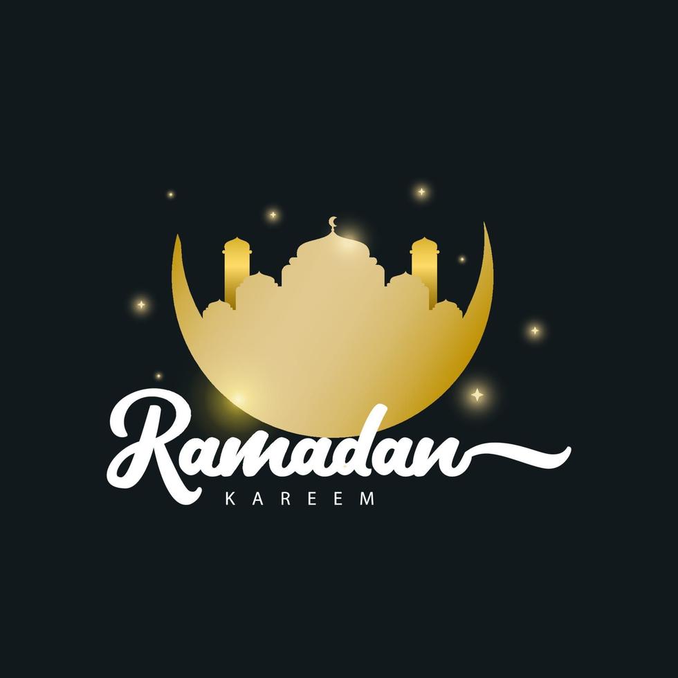 ramadan kareem gouden logo vector sjabloon ontwerp illustratie