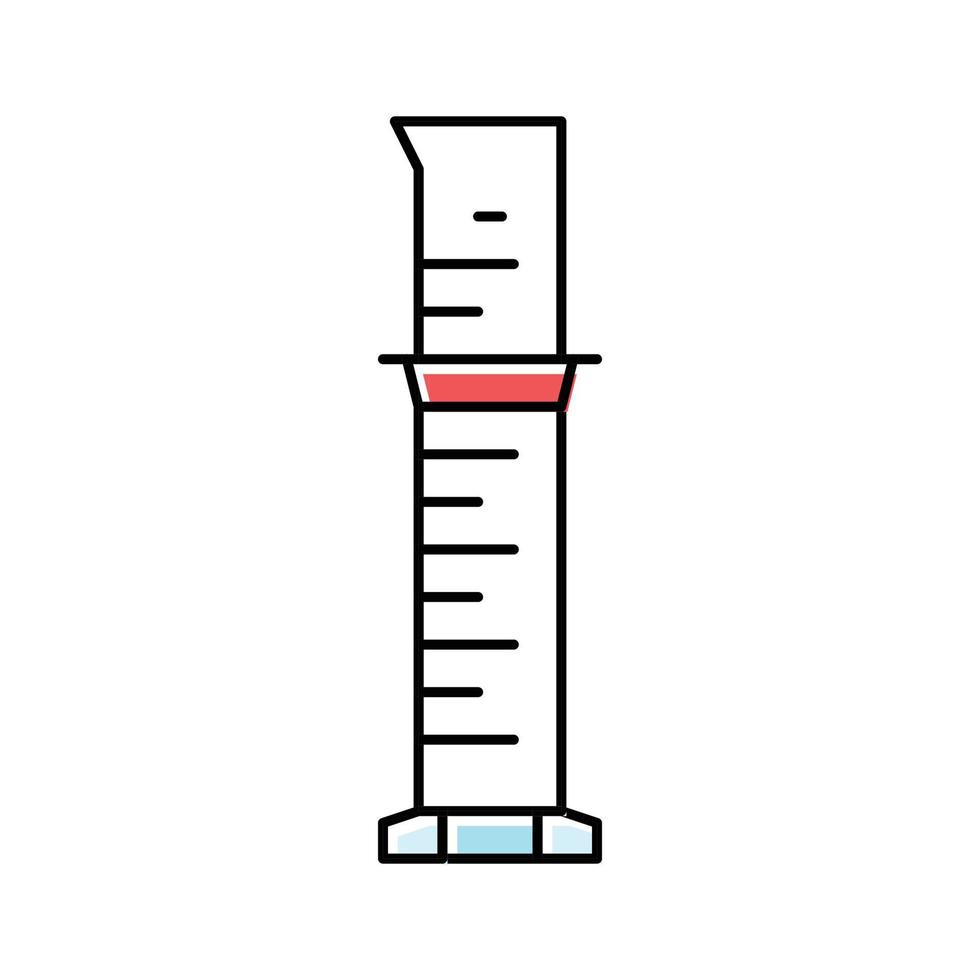 afgestudeerd cilinder chemisch glaswerk laboratorium kleur icoon vector illustratie